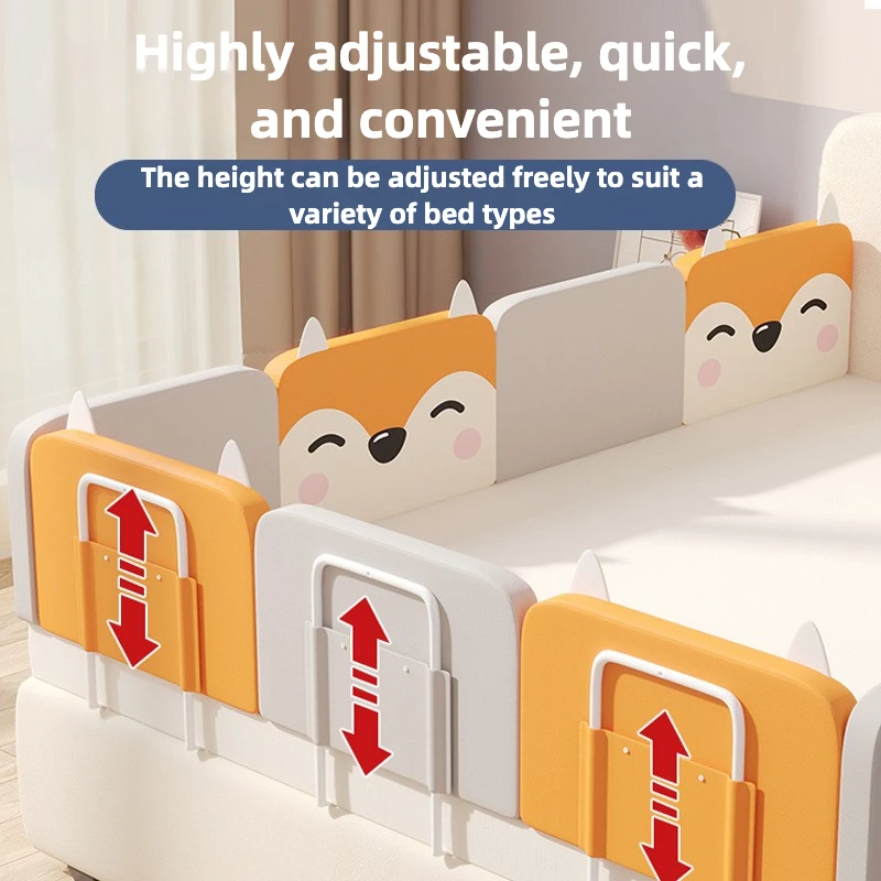 Baby Bed Rail Guard Height Adjustable Anti-collision Guardrail Children Bed Fence Thick soft pack guardrail telescopic bracket