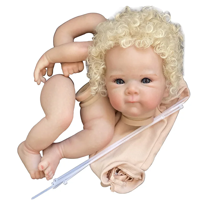 18inch bettie with curly hair Reborn Doll Kit Lifelike Awake Baby Already Painted Unfinished Doll Parts