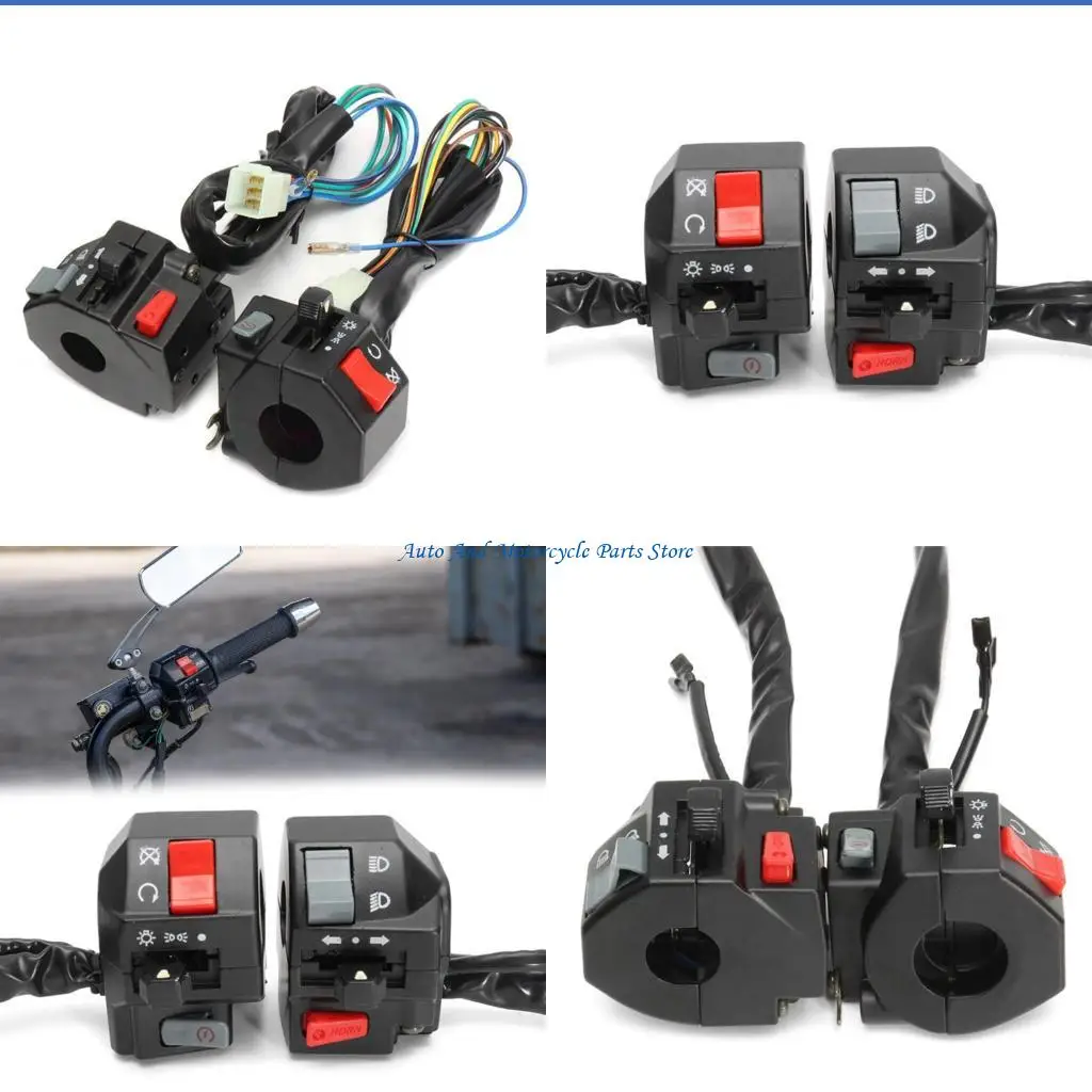 P9FD 22mm 7/8'' Motorcycle Switches Motorbike Horn Button Turn Electric Fog Lamp Light Start Handlebar Controller