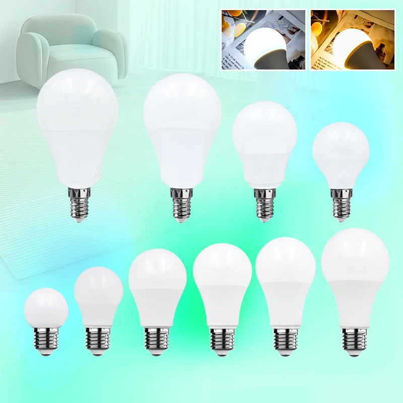 실내 조명 에너지 절약 LED 전구 램프, E14, 3W, 6W, 9W, 12W, E27, 3W, 6W, 9W, 12W, 15W, 18W, 20W, 24W, AC 220V