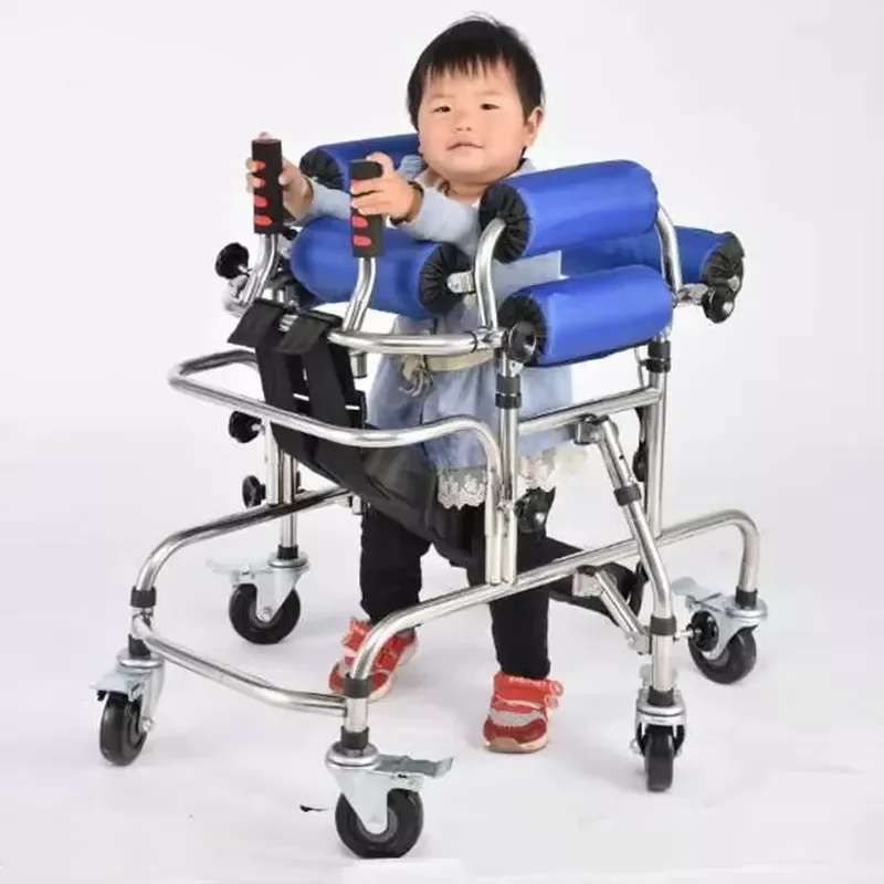 Child Rehabilitation Standing Frame Stainless Steel Baby Walker for Physical Therapy Support and Mobility Assistance