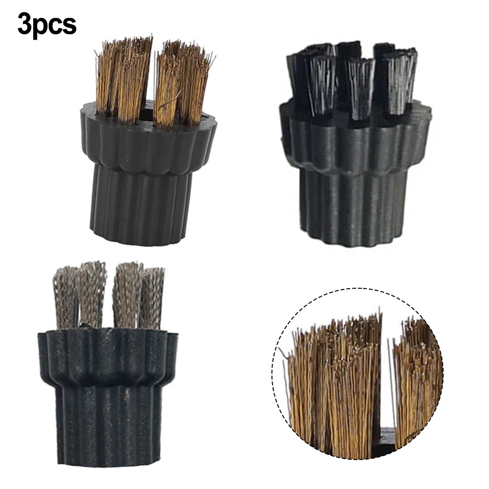 3pcs Steam Cleaner Brass Nylon Brush Head Replacement Parts Fit For Steam Mop X500 X700 For Floor Carpet Pet Hair Cleaning