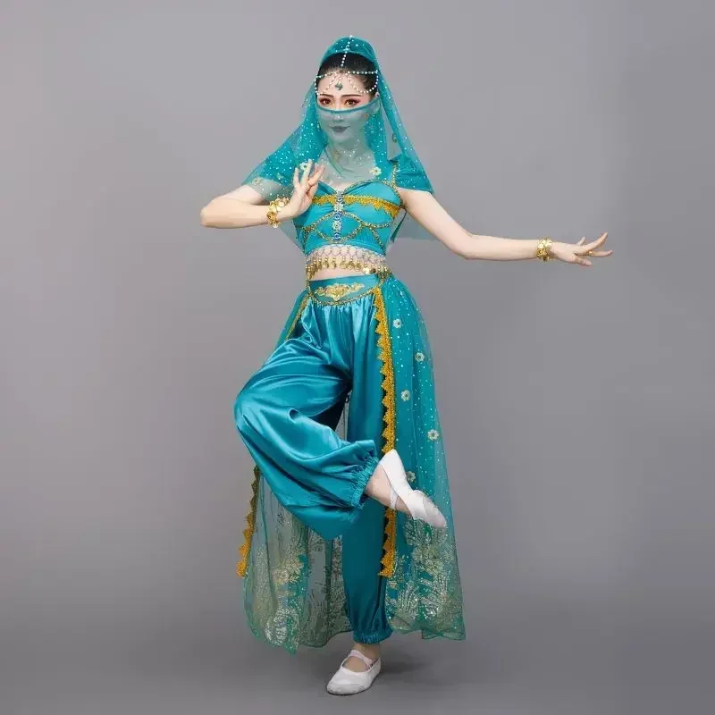 Festival Arabian Princess Costumes Indian Dance Embroider Bollywood Jasmine Costume Party Cosplay Jasmine Princess Fancy Outfit