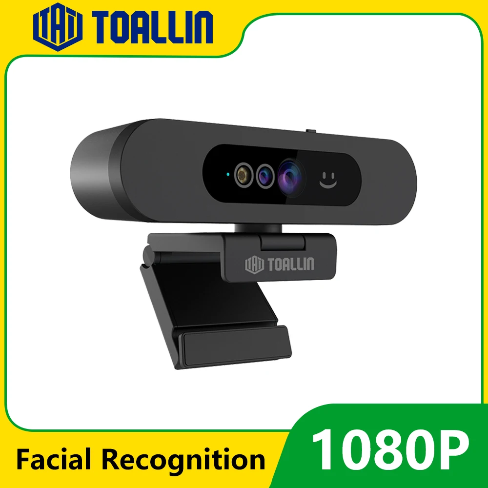 TOALLIN Windows Hello 2K Webcam 1080P Web Camera PC, IR Facial Recognition, with Noise-Reduction Mics for Streaming Conferencing