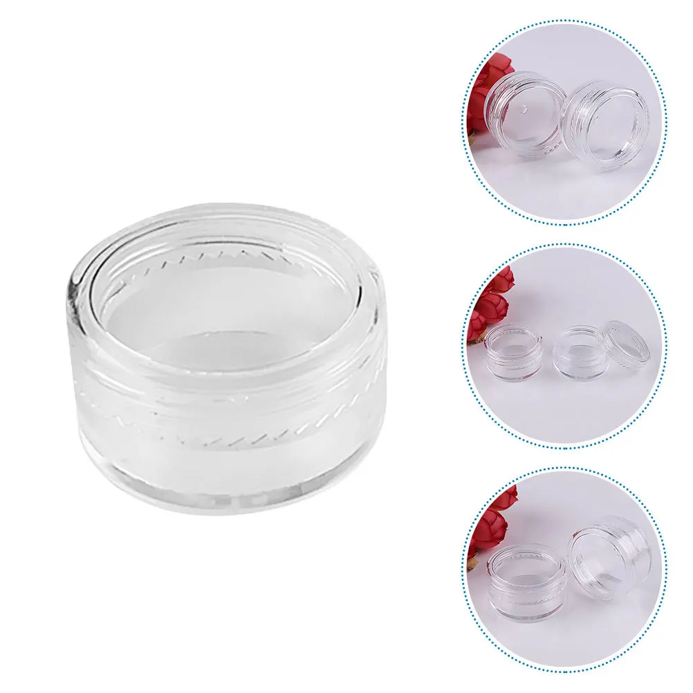 100 frascos de armazenamento de glitter dos pces mini pequenos recipientes claros com tampas frascos de amostra para armazenamento de bálsamo labial de viagem