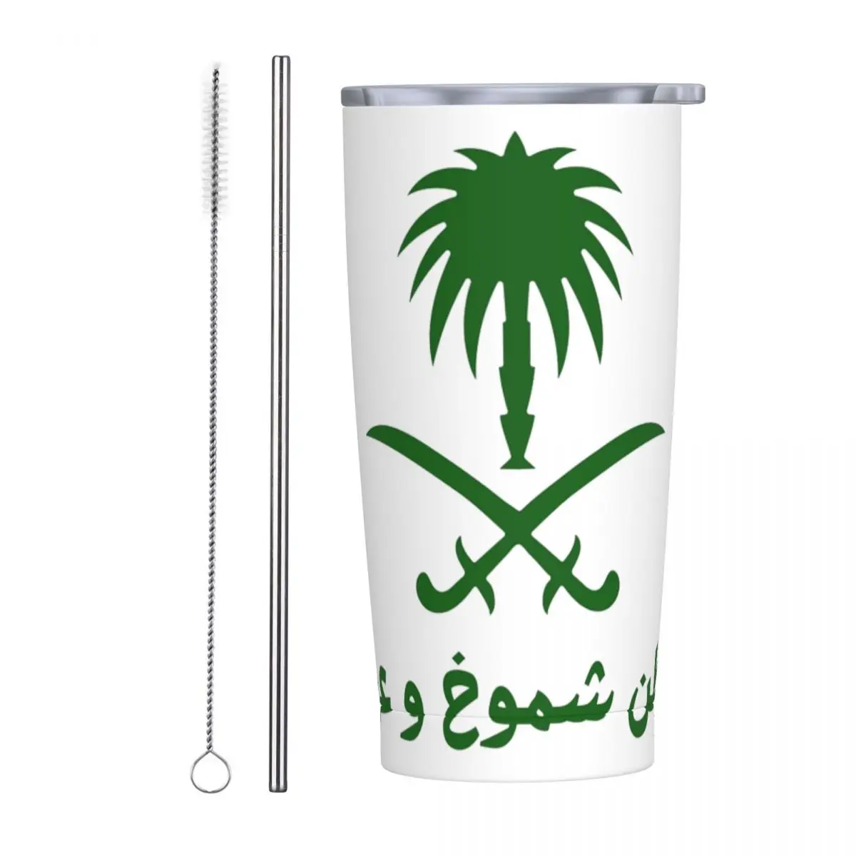 Stainless Steel Tumbler Kingdom Of Saudi Arabia Thermal Cups Green Arabic Emblem Calligraphy Cold and Hot Car Mugs Water Bottle