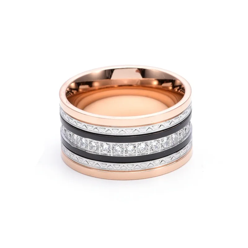 2023 New Ring For Men Stainless Steel Jewelry three-color electric set Stone Ring 5A CZ Inlay Luxury Men rings