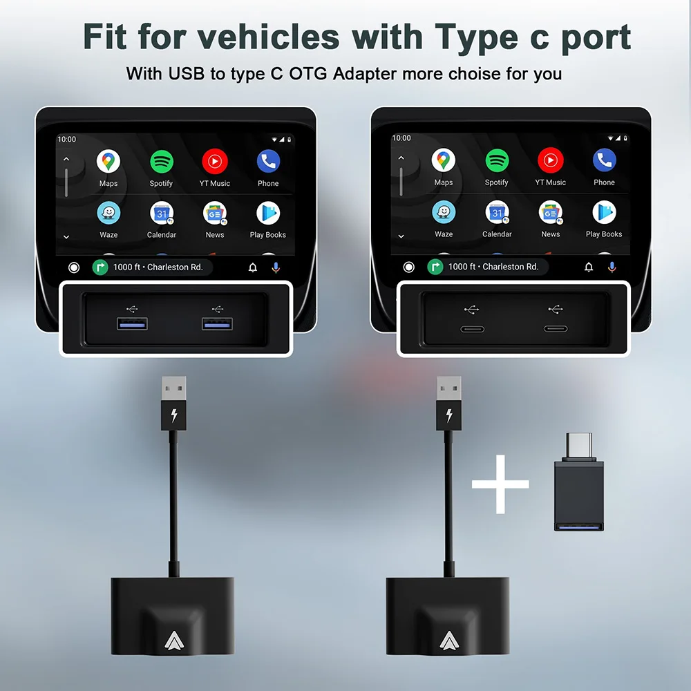 Wireless CarPlay Adapter for Android/Iphone IOS Convert Wired CarPlay to Wireless Dongle Plug Paly USB/Type-C Auto Car Adapter