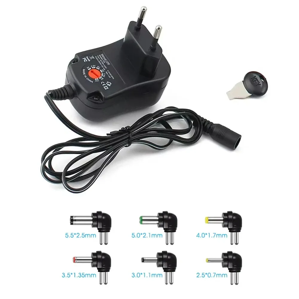 DC 12 Volt Adjustable Power Adapter AC 220V TO DC 3V -12V 1.2A 12W Multi Plug 6 Adjustable Power Supply Transformer US/EU