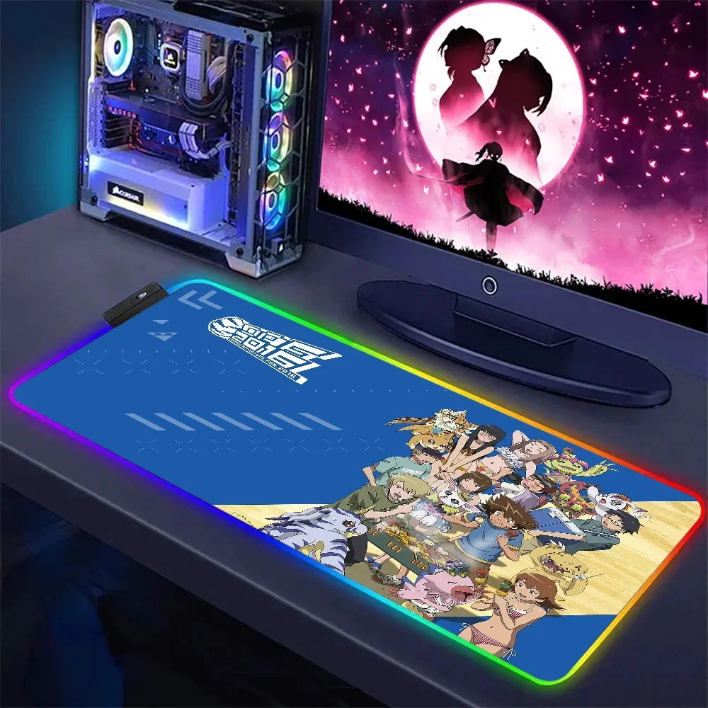 

RGB Mice Pad Digimon Adventure PC Large Gaming LED Desk Mat Large Size for Gaming Mousepad for Overwatch/CS GO/World Of Warcraft