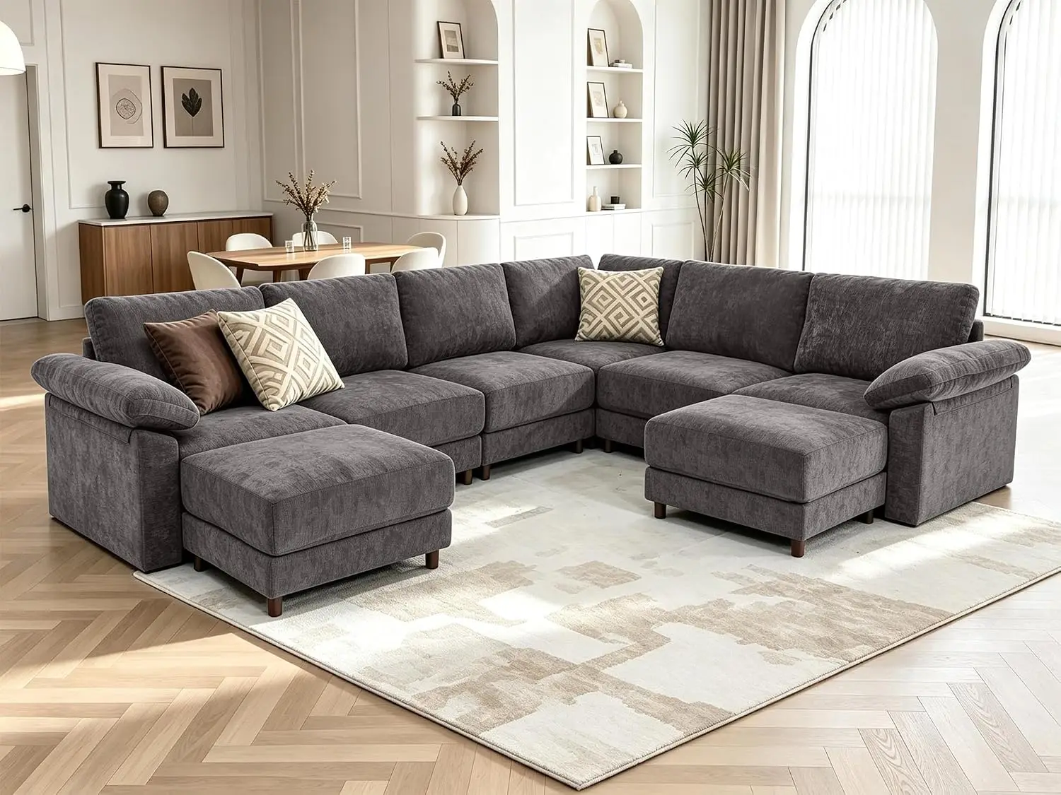 141″ Oversized Sectional Couch for Living Room, L Shaped Modular Cloud Sofa, Customized