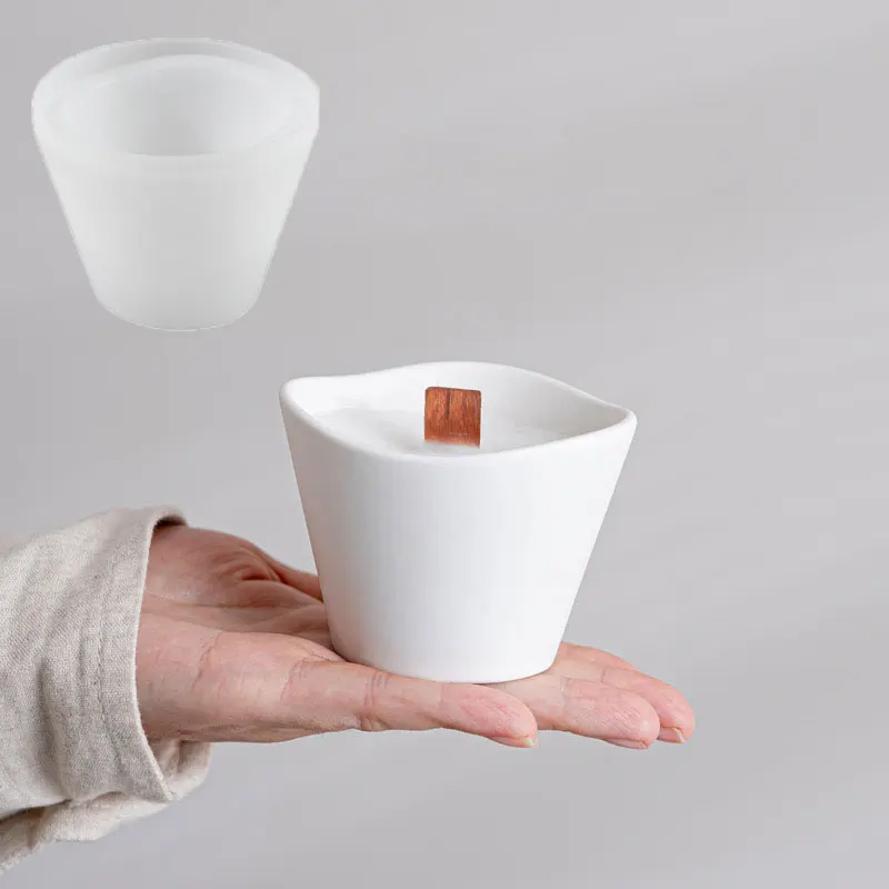 Twisted Candle Cup Cement Mold Succulent Plant Pot Concrete Tray Mold Aroma Crystal Vessel Wave shaped Gypsum Silicone Mold