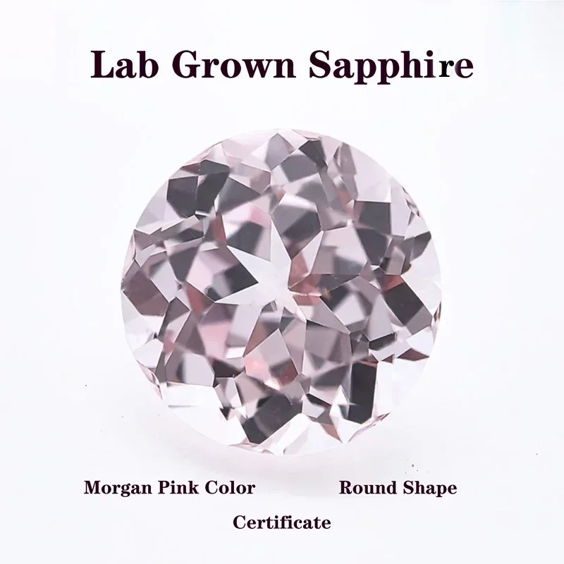 

NEW Top Lab Grown Sapphire Round Shape Morgan Pink Color Charms Gemstone DIY Ring Necklace Earrings Materials Certificate