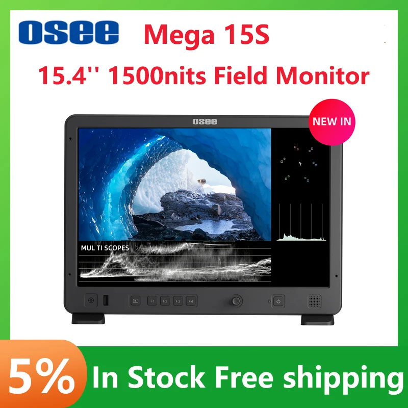 OSEE Mega 15S 15.4 inch  HDMI 4K 3G-SDI 10bit 1500nits HDR Field Studio Production Monitor Kit