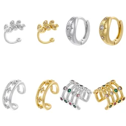 Colorful CZ Flower Sun Motif Clip On Earrings Exquisite Unisex Jewelry Safe Non Invasive Jewelry Gifts Wholesale:VE1470