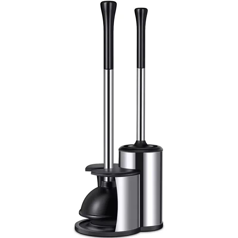 

Toilet Plunger Bowl Brush Set: Heavy Duty Toilet Plunger Scrubber Cleaner Holder Combo for Bathroom with