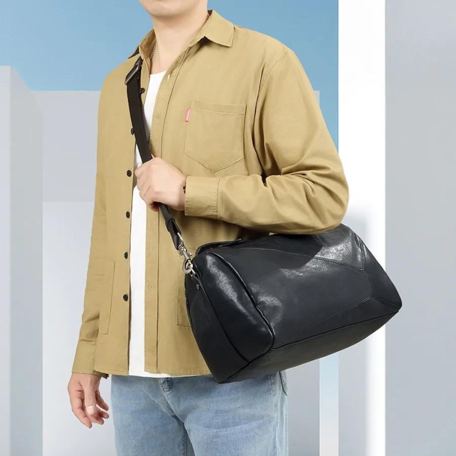 

【Новый стиль】Новая мужская сумка из натуральной кожи первого слоя, вместительная корейская мужская сумка через плечо, модная мужская сумка из натуральной кожи для повседневного использования.