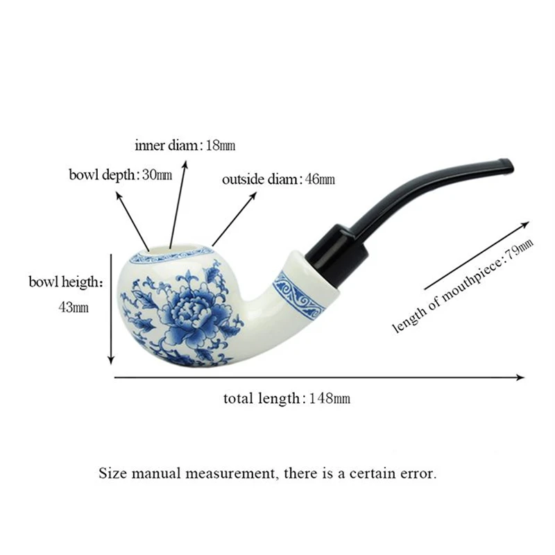 Chinese Ceramic Tobacco Pipe Set, Smoking Pipes, Blue and White Porcelain Decorations, A Set of Smoking Pipes with Pipe Racks