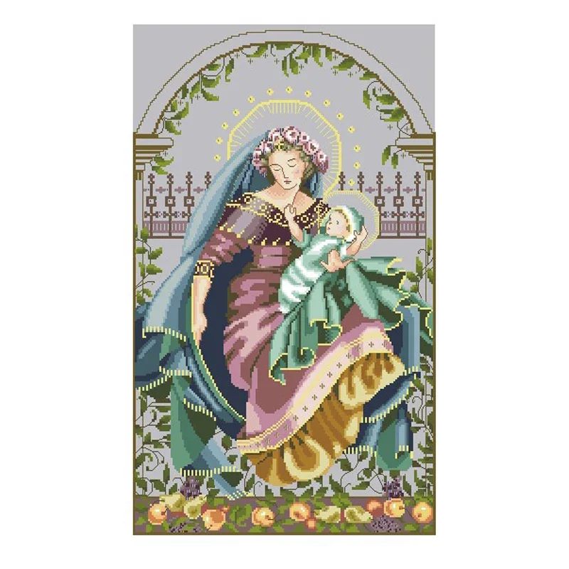 Gold Collection Chic Counted Cross Stitch Kit, Madonna of the Garden, Beauty, The Virgin, Mother and Son, MD79