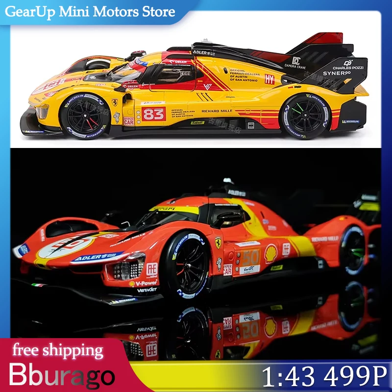 

Bburago 1:43 Ferrari 499P Le Mans 2024 Winner Team #50 & #83 Alloy Diecast Model Car 2024 WEC Endurance Race Collector's Edition