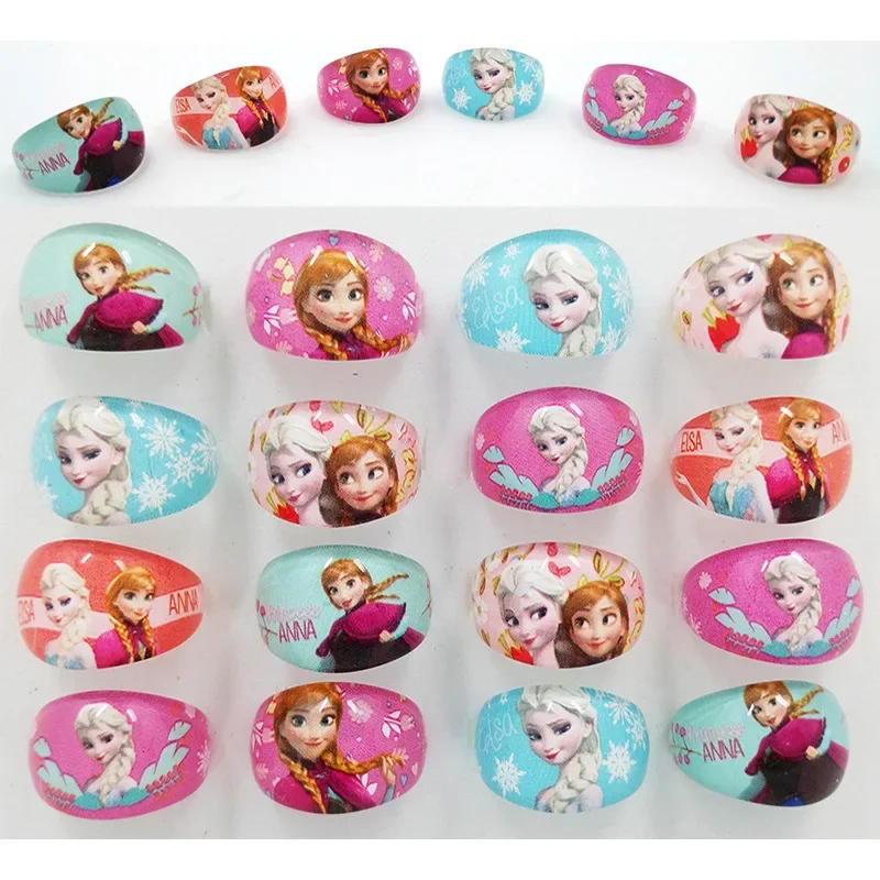 5pcs Disney Frozen Kid Rings Cartoon Princess Elsa Anna Acrylic Rings Girls Baby Toys Jewellery Party Decor Toys Birthday Gifts