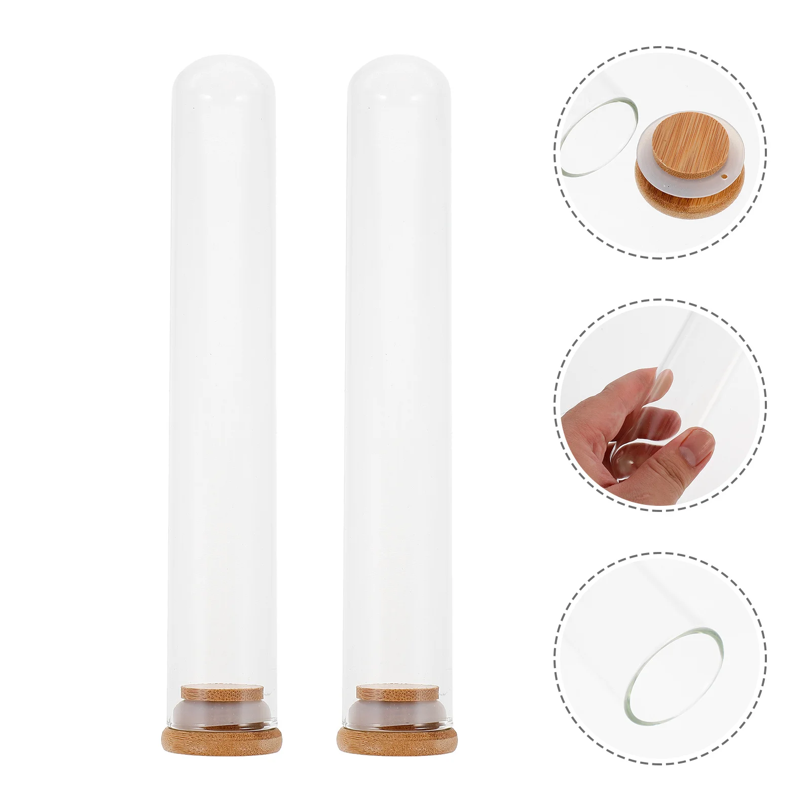 

2Pcs Clear Glass Bottle Ornaments Tube Shaped Glass Covers Desktop Decor Micro Landscape Display Tube Modeling Cover