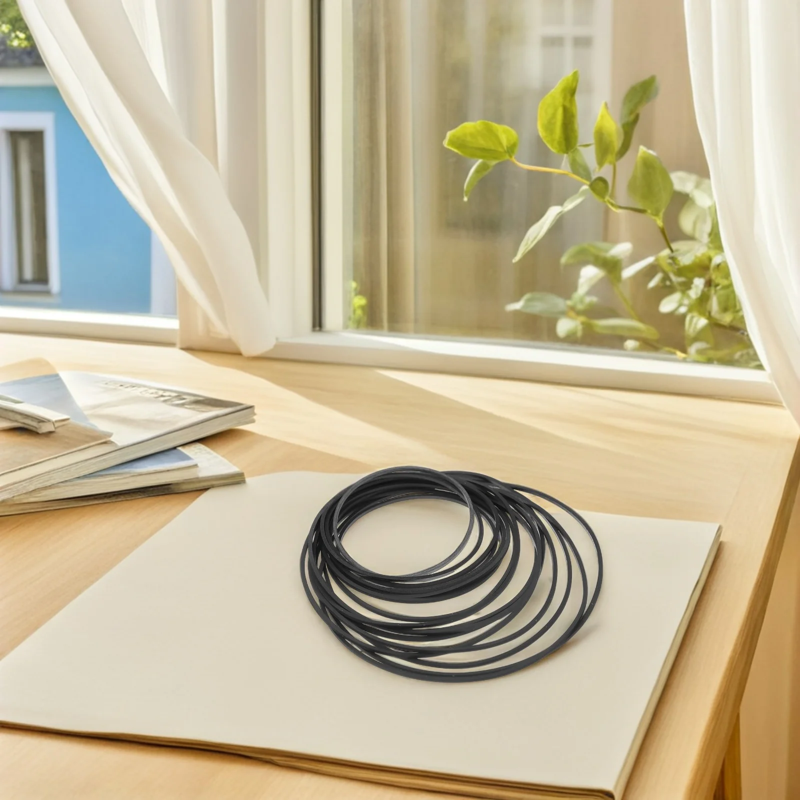 50個のカセットテープレコーダーベルト、ヴィンテージプレーヤーのスムーズなターンテーブル回転とノイズ低減のための正方形のフラットドライブベルト