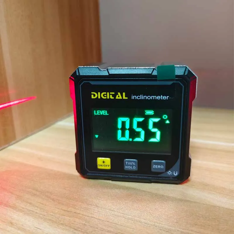 مقياس زاوية رقمي مغناطيسي أخضر جديد مع مقياس أفقي منقلة إلكترونية بالليزر مقياس زاوية الميل مسطرة قياس المنحدر