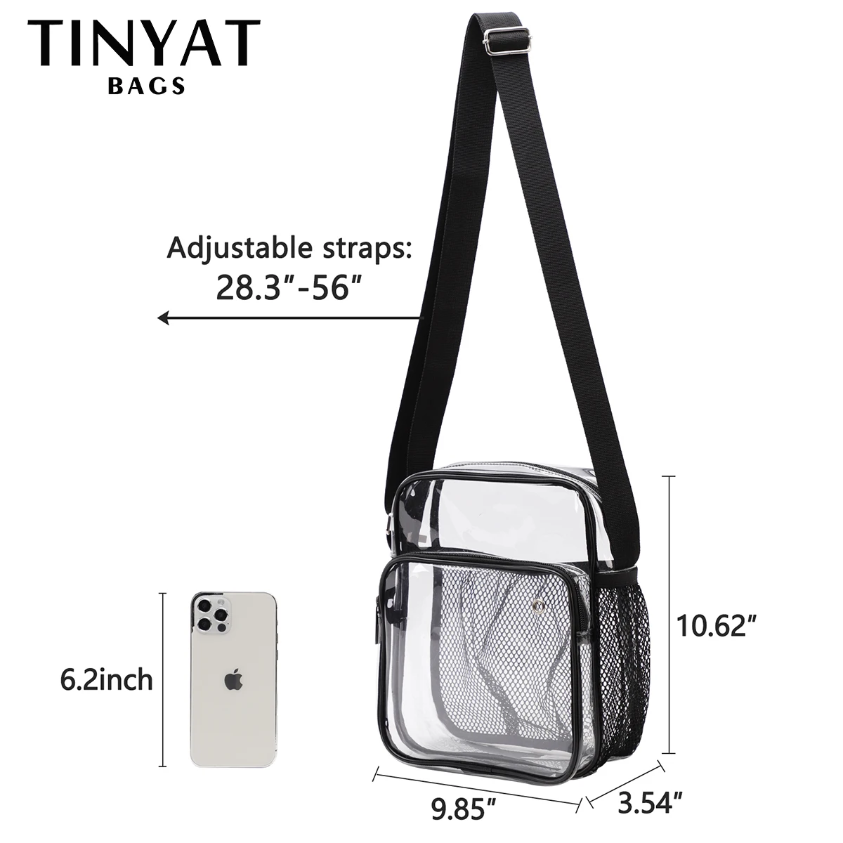 Imagem -04 - Tinyat Claro Bolsa de Ombro para Mulheres à Prova Impermeável Água Pvc Transparente Homem Sling Bolsa do Telefone Bolsa de Viagem Crossbody para Alça Ajustável