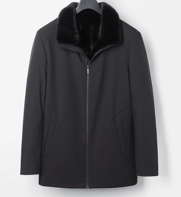 

AYUNSUE Real Mink Fur Coat Men Winter Clothes Whole Mink Liner Detachable 2025 Business Casual Parka Mens Clothes Куртка Мужская