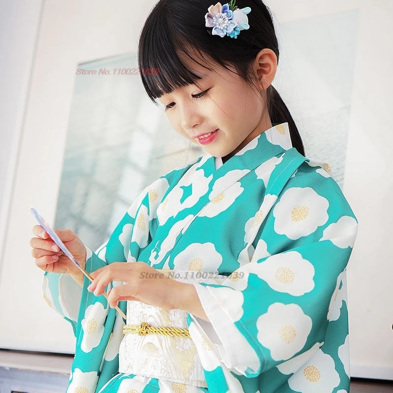 

Японское детское кимоно-юката 2026 года, традиционное японское платье, ретро-кимоно с цветочным принтом, костюм для фестивалей, шоу и косплея