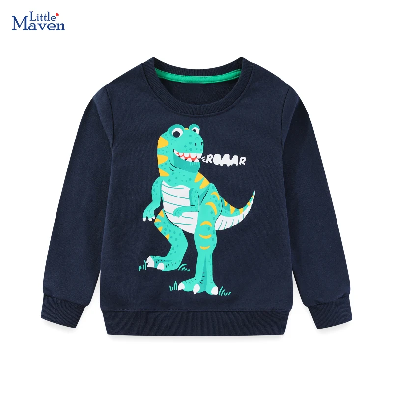 

Little maven 2025 Autumn Baby Boys Sweatshirt Spring Children’s Clothing Cotton Cartoon Dinosaur Toddler Kids Clothes 2-7 Years