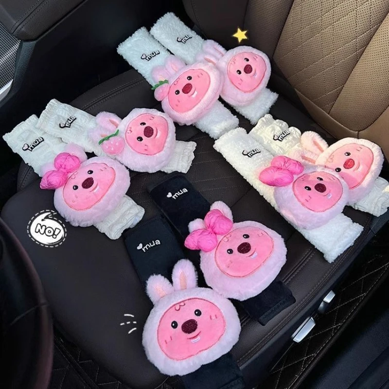 Loopy the Cute Little Beaver Cartoon Car Seat Belt Shoulder Pad, Anti-Choke Neck Premium Car Interior Decorative Protector