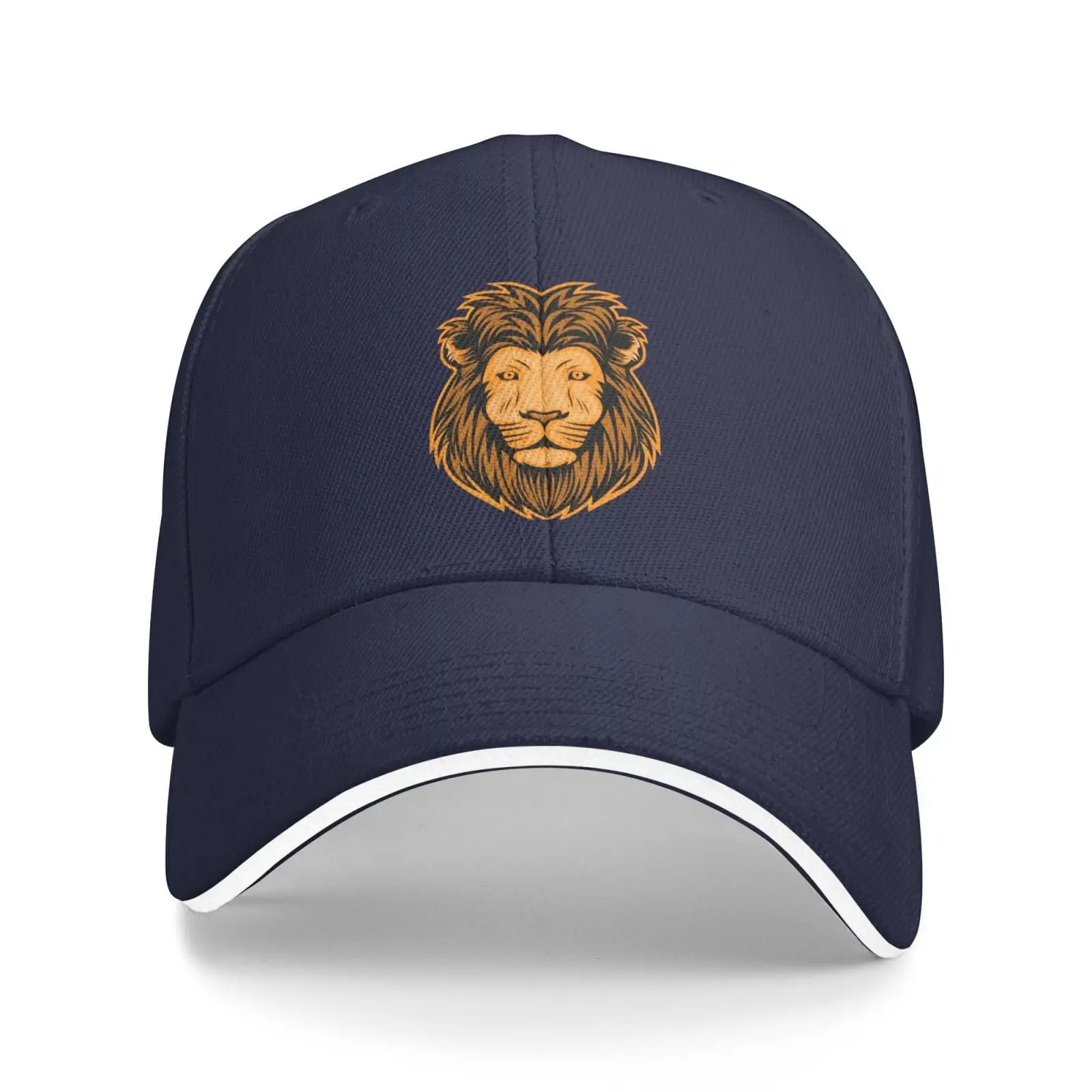 Golden Lion Head Trucker Baseball Cap for Men Women Hat Sandwich Brim Dad Hats