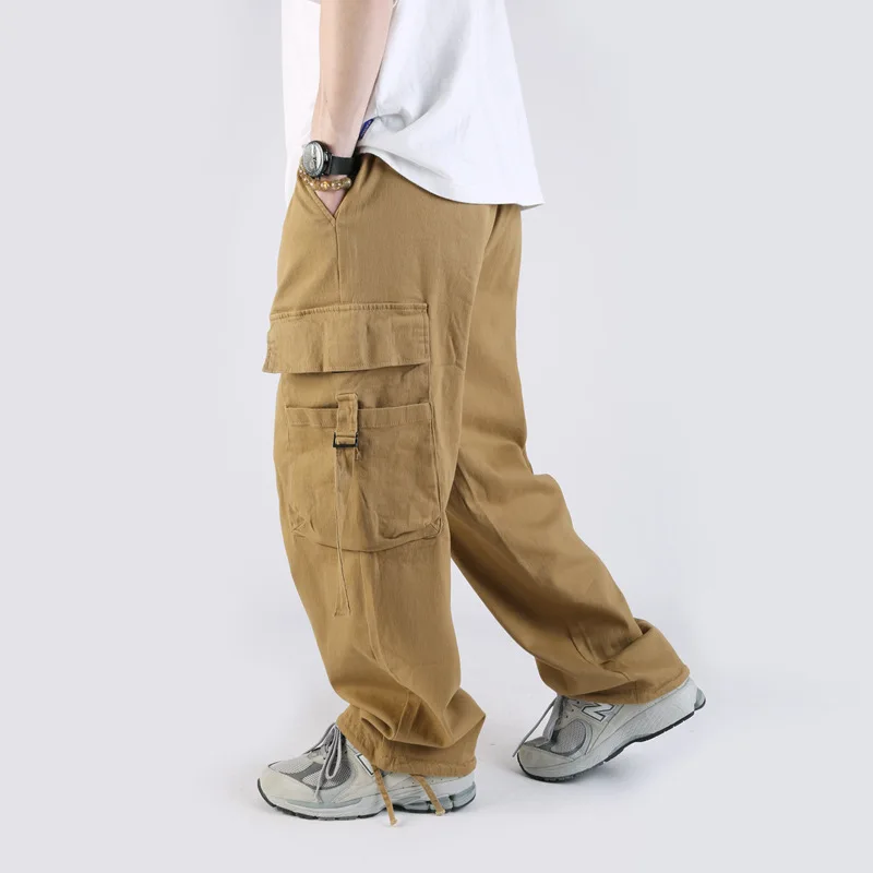 2025 Four season new American wide leg work pants, loose straight leg casual men's and women's paratroopers, retro pants