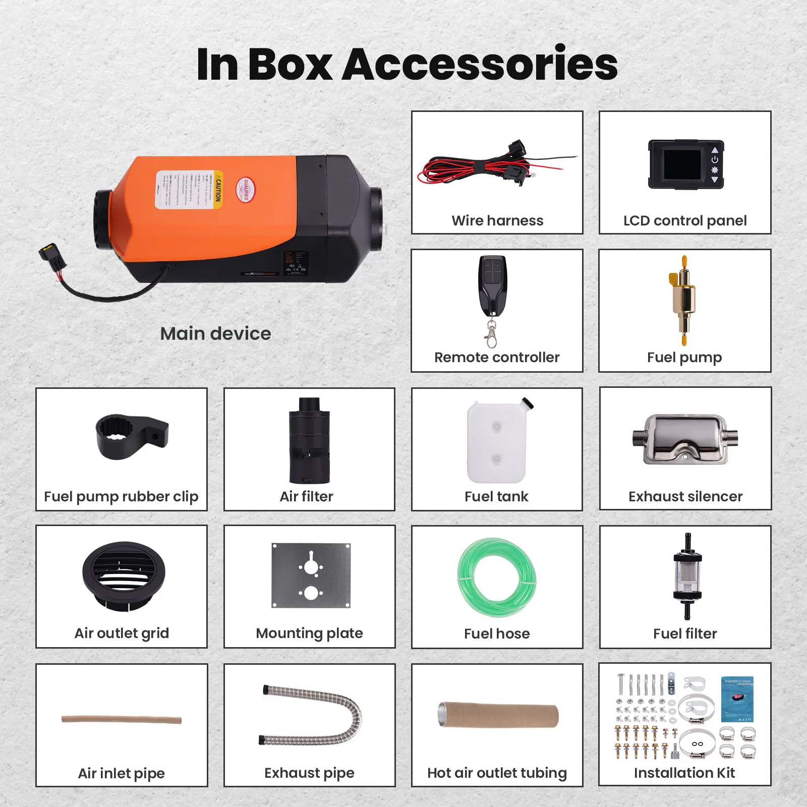 12V 8KW Diesel Heater Caravans with Remote Control LCD Monitor Duct Thermostat  for Bus, LKW, PKW Returned