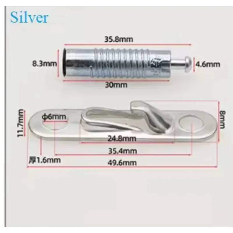 

50Pcs Zinc Plastic 2 In 1 Invisible Funiture Cabinet Joiner Connector Spring Loaded Sliding Snap-on Pin Open Wardrobe Bookshelf