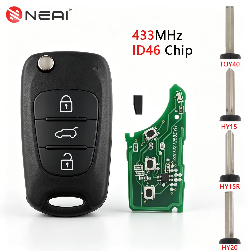 

Flip Remote Car Key For Hyundai I20 I30 IX35 Avante For Kia Sportage Picanto Rio K2 K5 Cerato Ceed 433Mhz ID46 Chip Uncut Blade