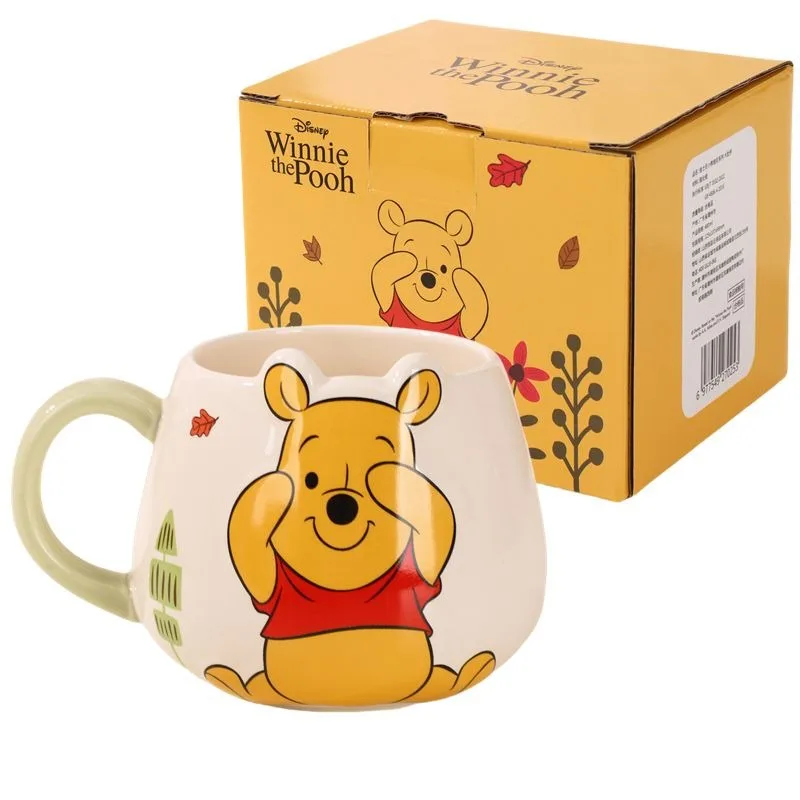 480ML Disney Girl High-looking Ceramic Pot Belly Cup Cute Breakfast Coffee Cup Winnie The Pooh Cartoon Animation Water Cup