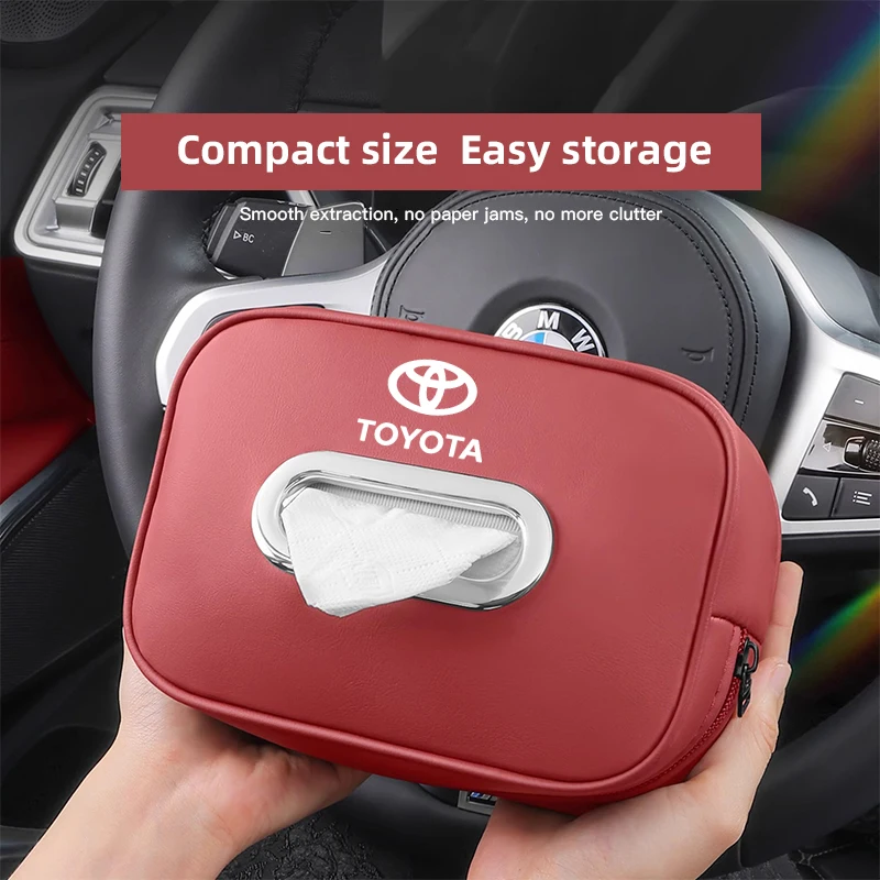 Car Accessories Quality Leather Auto Paper Towel Storage Bag For Toyota Gazoo Racing TRD Corolla Yaris Chr Auris Rav4 Prius