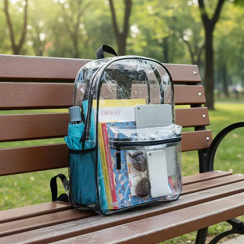 Clear Backpack Waterproof PVC Transparent 1Pcs Stadium Approved for Baseball Games Music Festivals