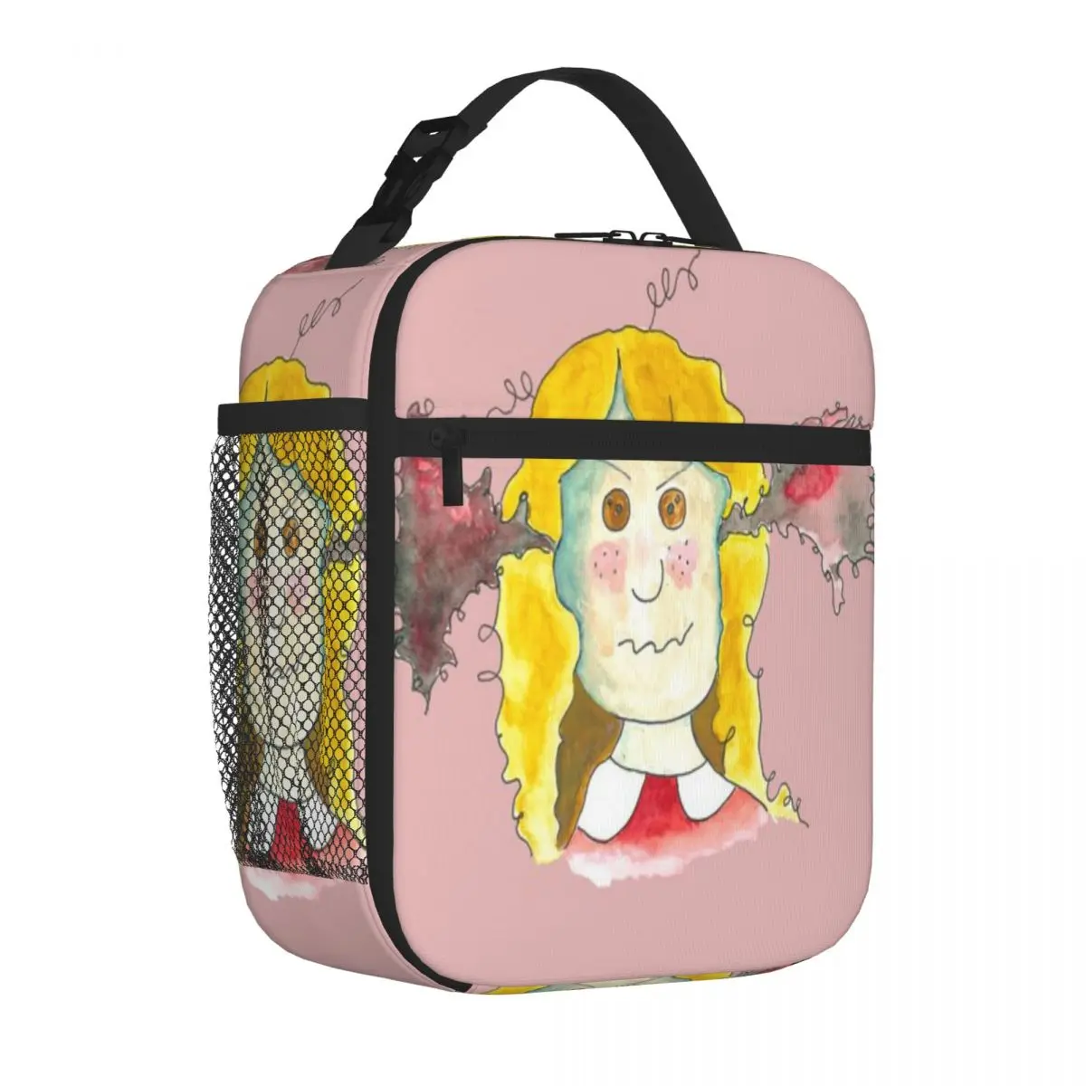 Bestselling Angry Little Girl Graphic Neoprene Lunch Bag Workplace Meal Large Lunch Bag