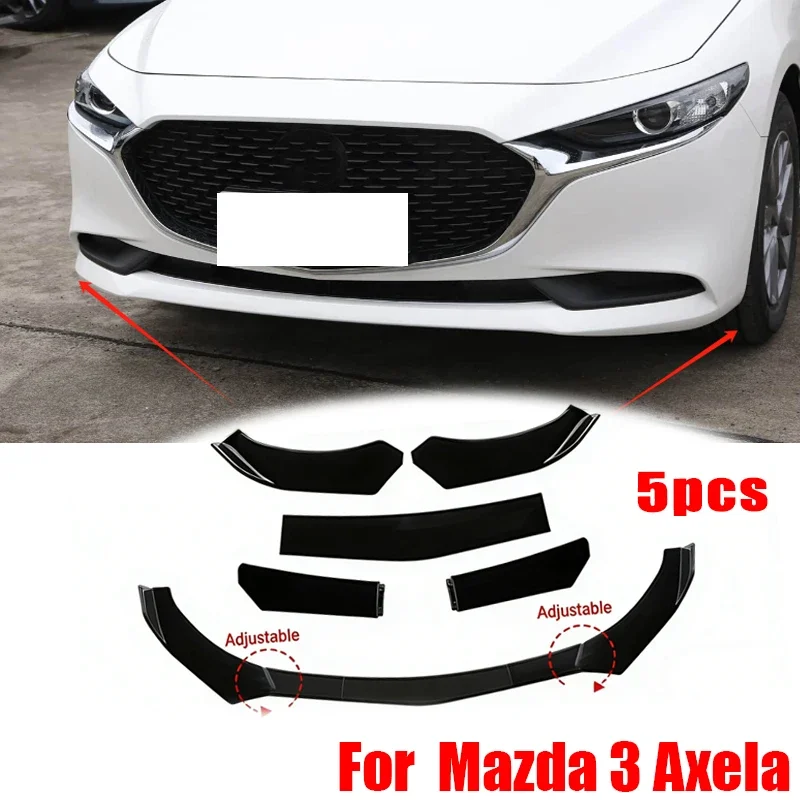 5Pcs ABS Material Universal Car Front Bumper Separator Bumper Lip Body Kit Duck Lip Separator For Mazda 3 Axela Car Accessories