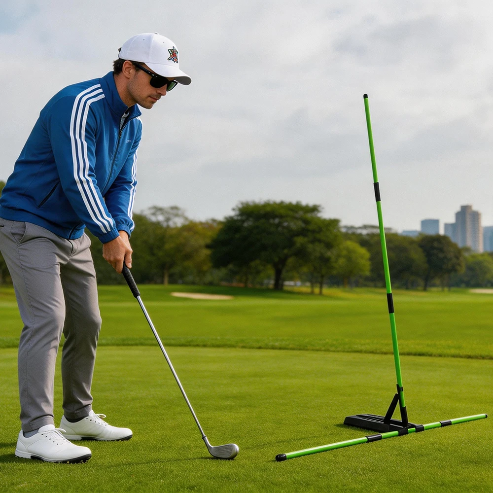Golf Swing Plane Corrector Rod Golf Alignment Stick Holder Practice Plate Trainer Swing Angle Adjust Postures Correction Aid
