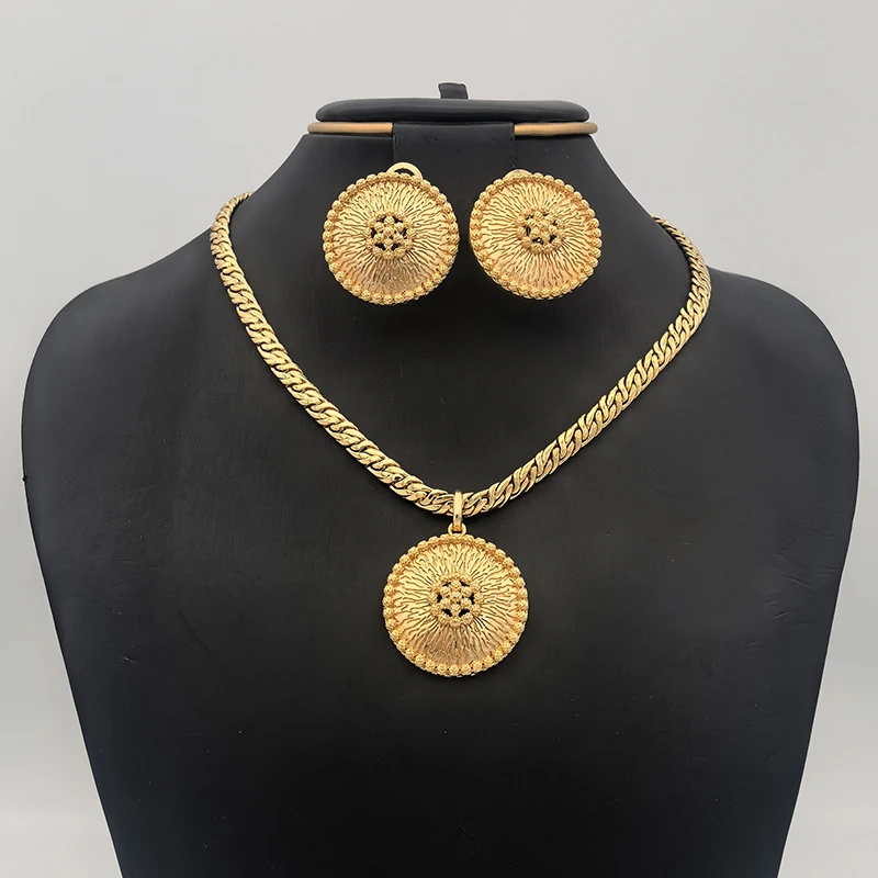 

Итальянские комплекты ожерелья и серег, бразильский круглый узор подсолнечника, круглый кулон, комплект ювелирных изделий, вечерние украшения для помолвки