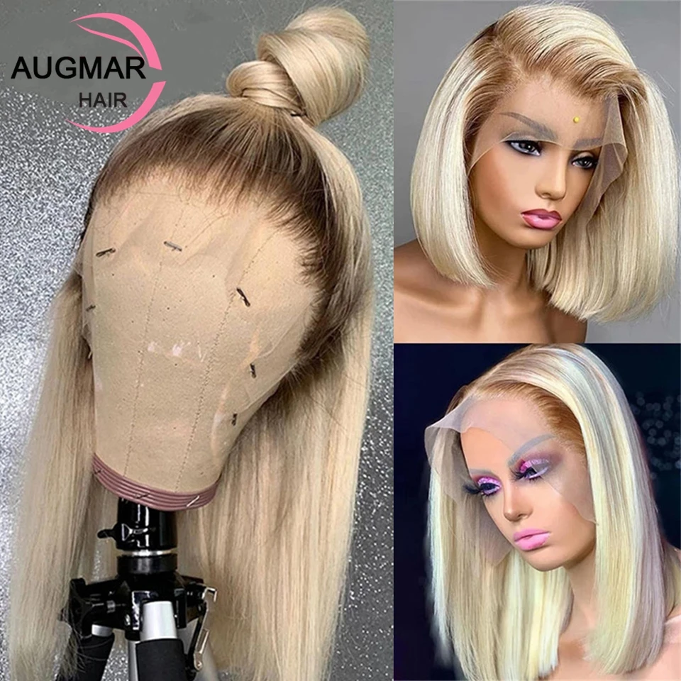 

13x4 Ombre 613 HD Lace Frontal Wig 13x6 Short Bob Straight Lace Front Wigs Human Hair Preplucked Transparent Lace Wigs For Women