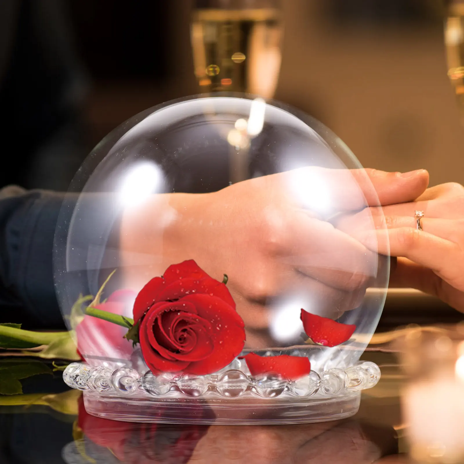 

Стеклянная подставка-купол для торта с элегантным подносом для свадеб, дней рождения, демонстрации десертов, фруктов, кексов, маффинов, сервировочный поднос для тортов