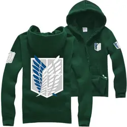 Anime Attack On Titan Unisex Cosplay Costume Green/Black Hoodie Scouting Legion Hooded Jacket