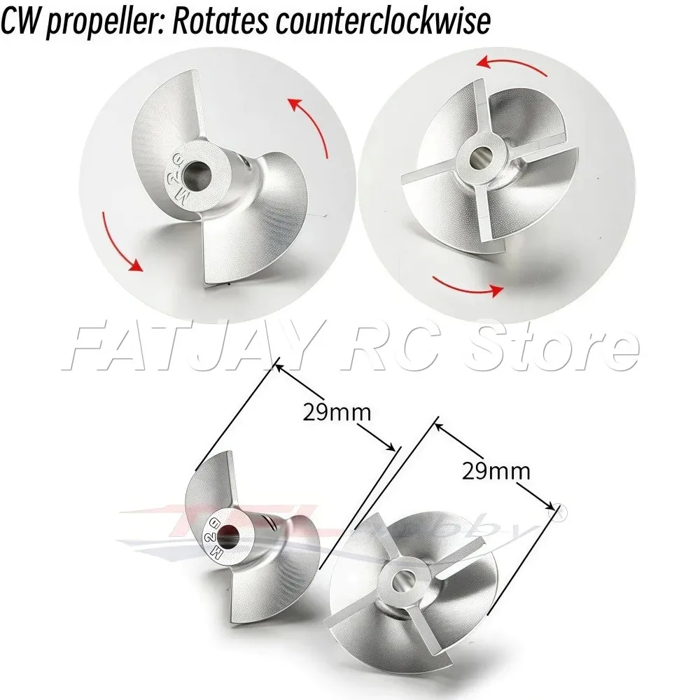 FATJAY 7075 Aluminum Boat Propeller | 5mm Shaft 29mm OD 2&4-Blade CNC Pump Spray Thruster RC