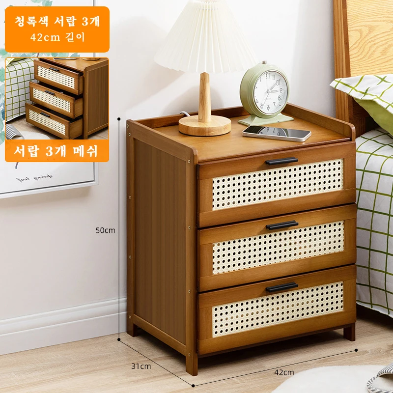 Modern Simple Solid Wood Nightstand with Drawers Dresser for Bedroom Bedside Furniture Bedroom Living Room Nightstand image 4